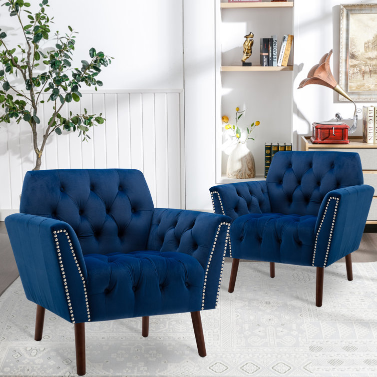 Navy tufted accent best sale chair with nailhead trim